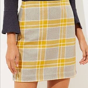 Loft yellow plaid mini skirt